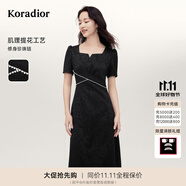 珂萊蒂爾【沁白珠影】夏季白色高級(jí)感禮服款顯瘦減齡釘珠連衣裙女 黑色 2XL