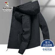 啄木鳥(niǎo)三合一沖鋒衣男女秋夏季新款外套男防風(fēng)休閑夾克男工裝戶(hù)外登山服 黑色單衣【可拆卸帽】 XL （建議體重120-140斤）