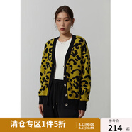 獨(dú)束大碼女裝時(shí)尚豹紋V領(lǐng)針織開衫女冬裝新款胖mm顯瘦上衣22DS4514 豹紋 M