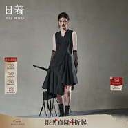 日著RIZHUO【商場同款】A字裙連衣裙2024夏季新女不規(guī)則收腰夏裙 尋黑 L