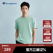 Champion冠軍情侶基礎(chǔ)t恤2025春季新款刺繡寬松運(yùn)動(dòng)上衣簡約休閑 淺綠色 XL