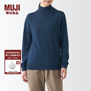 無(wú)印良品（MUJI）女式 天竺 可水洗 半高領(lǐng)毛衣 長(cháng)袖針織衫  BAG14A2A 煙熏藍色 XS 150/76A