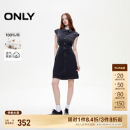 ONLY【七夕禮物】純棉收腰無(wú)袖翻領(lǐng)短裙牛仔連衣裙女|125142031 J09深牛仔灰色 L