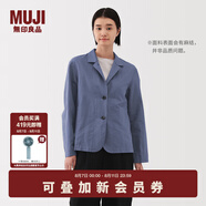 無(wú)印良品（MUJI）女式漢麻棉襯衫式夾克女長(cháng)袖外套25年夏季西裝小西服女裝BD0ZZC5S 煙熏藍色 L （165/88A）