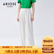 艾諾絲雅詩商場同款夏季新品時尚通勤高腰直筒休閑褲長褲女20513014 奶油米 2XL