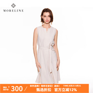 MORELINE沐蘭商場(chǎng)同款法式優(yōu)雅連衣裙2025年夏新款高級感V領(lǐng)系腰裙中長(cháng)款 云米白 XL
