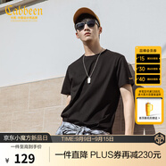 卡賓【涼感】冰絲短袖T恤男夏簡(jiǎn)約圓領(lǐng)體恤休閑純色百搭冰感上衣 煤黑色01 M 170 48