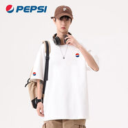 百事（PEPSI）2025夏季純棉短袖t恤男士潮牌寬松體恤新款男生半袖夏裝薄 白色 S  90-110斤