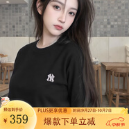 美職棒（MLB）官方 女裝短袖T恤25夏季新款上衣情侶服男士韓版刺繡小標半袖 紐約洋基隊/黑色（25新款長(cháng)袖） S 165/88A