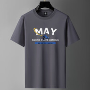 賓宇兄弟（BINYUXD）【男士T恤圓領(lǐng)夏季新款運動休閑寬肩短袖大碼 MAY鯊魚鐵灰 S