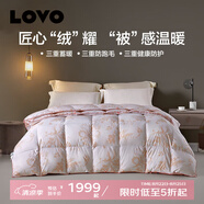 LOVO羅萊生活旗下品牌 95%白鵝絨被子冬天厚被芯被褥保暖抗菌單雙人被 【暖立方】三防95白鵝絨二合一被 220*240cm