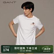 GANT【100%棉】甘特男女情侶款休閑學(xué)院純色圓領(lǐng)寬松重磅短袖T恤 110白色 2XL