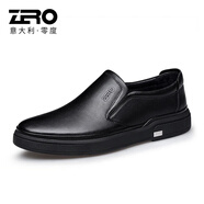 零度Zero官方皮鞋男2025新款頭層牛皮柔軟舒適商務休閑鞋套腳男士皮鞋黑色40