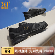 361°運(yùn)動(dòng)鞋男鞋秋季透氣網(wǎng)面跑鞋黑色通勤輕質(zhì)戶外慢跑步鞋 曜石黑/皇冠金 45