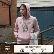 Teenie Weenie小熊秋冬裝學(xué)院風(fēng)藍色T恤索羅娜加絨連帽衛衣套頭衫 粉色 L (170)
