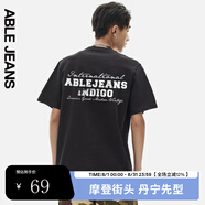 ABLE JEANS 25春夏新款印花LOGO短袖男t恤男881256 黑色 M