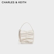 CHARLES&KEITH質(zhì)感褶皺蝴蝶結迷你手提斜挎包包女包生日圣誕禮物CK6-40151554