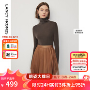 朗姿【王楚然同款】純羊毛高領(lǐng)針織衫春冬內(nèi)搭打底上衣曠野美拉德 深咖色 2XL