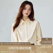 茵曼復(fù)古開(kāi)衫女裝翻領(lǐng)襯衫秋冬季薄長(zhǎng)袖襯衣上衣 田園杏-提花面料 M