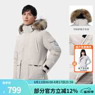 駱駝（CAMEL）【王俊凱同款】戶外羽絨服冬季新款連帽羽絨衣中長款保暖防風外套 AA12264035B，淺卡其，男女同款 L