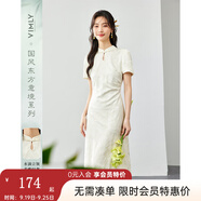 梵希蔓新中式國風提花連衣裙女2025年春夏季水滴立領(lǐng)氣質(zhì)旗袍裙子 M7352 杏色 L