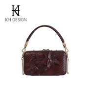 明治女包真皮立體花盒手提袋無(wú)障礙豪華宴會(huì )手拿包高端手袋 臻選套餐:酒紅色+口紅包掛飾(顏