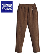 羅蒙（ROMON）媽媽裝加絨褲女燈芯絨秋冬款加厚寬松大碼高腰直筒長(zhǎng)褲中老年女裝 卡其色春秋款 3XL 建議125-140斤