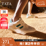 他她（TATA）男士阿甘男鞋復(fù)古德訓(xùn)鞋男運動休閑鞋厚底板鞋小白鞋PCB01AM5 米/綠 42