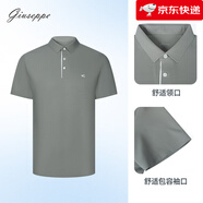 喬治白夏季新款男士短袖T恤翻領(lǐng)POLO衫休閑百搭上衣 灰綠 均碼 48