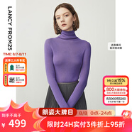 朗姿【王楚然同款】純羊毛高領(lǐng)針織衫春冬內(nèi)搭打底上衣曠野美拉德 數(shù)碼紫色2 XL