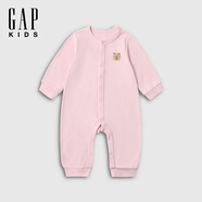 蓋璞Gap嬰兒2025冬季新款小熊開(kāi)襠長(zhǎng)袖連體衣兒童裝包屁衣爬服829313 粉色 73cm (6-9月)亞洲尺碼