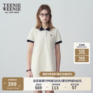 Teenie Weenie小熊夏季撞色Polo休閑通勤簡(jiǎn)約白色連衣裙時(shí)尚收腰短裙女 乳白色 L (170)