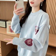 以純（YISHion）設計感毛衣女秋冬季2024新款寬松韓版小個(gè)子洋氣針織打底衫上衣服 藍色高質(zhì)量 2XL (適合151-180斤)