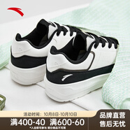 安踏（ANTA）厚底板鞋女鞋白色休閑鞋子增高小 象牙白/黑-2 37.5