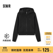 森馬（Semir）外套女短款插肩袖小個子潮2024冬季加絨緊身連帽夾克109724108015