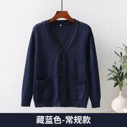 FGHGF護士毛衣外套開(kāi)衫女加絨厚保暖大碼外穿秋冬季藍色醫院值班工作服 藏藍色毛衣 S