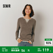 森馬（Semir）毛衣女短款假兩件含羊毛針織衫2024冬季新款修身保暖軟糯v領(lǐng)內(nèi)搭 白咖色調(diào)00415 M /155/80A