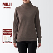 無印良品（MUJI）女式 頸部使用了棉的 可水洗高領(lǐng)毛衣 長(zhǎng)袖打底針織衫 BAG15A2A 深咖啡色 M (160/84A)
