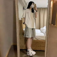美式運(yùn)動(dòng)短褲女大童夏季2025新款初中高中學(xué)生中褲寬松闊腿五分褲 B49-原創(chuàng)設(shè)計(jì)ins潮甜酷獨(dú)特 L