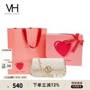 VANESSA HOGAN VH女包雅然斜挎包2025夏季新款珍珠鏈條包包高級菱格單肩斜挎包 米白+怦然心動禮盒