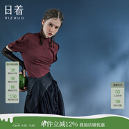日著設(shè)計(jì)師品牌2024年夏季新款高級(jí)感小眾修身上衣綠色短袖T恤女 深巖紅 M