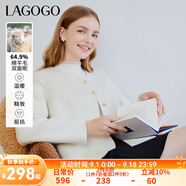 lagogo小香風(fēng)羊毛雙面呢大衣女拉谷谷冬季新款短款小個子加厚外套 米白色(V2) M 160/38