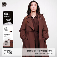播90絨倪妮同款風(fēng)衣羽絨服202冬新品文藝插肩袖外套女DDQ4RD5534 K20橡木棕 L