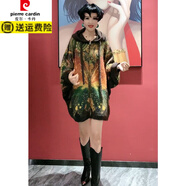 皮爾卡丹（pierre cardin）2025冬季新款太太蝙蝠袖水貂絨外套毛衣女連帽印花洋氣寬松有口袋 蝙蝠袖外套 均碼 衣長68胸圍138
