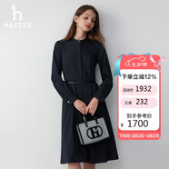 哈吉斯（HAZZYS）女裝氣質(zhì)優(yōu)雅小立領(lǐng)連衣裙AQWSC0BCF01 藏青色NV 165/88A40