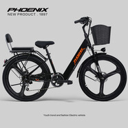 溫氏鳳凰;WEN＇S PHOENIX【新品】鳳凰小型鋰電池電動(dòng)腳踏車男女士助力電動(dòng)車新國(guó)標(biāo)電動(dòng)腳 L8-26寸一體輪-7速-黑色 48V30AH