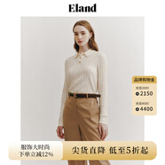 ELAND衣戀小奶羔毛衣女POLO領(lǐng)短款絞花含綿羊毛2025早秋新款 象牙白/白色(39)Ivory S 160