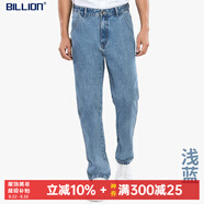 BILLION男士錐形牛仔褲高腰厚款全棉輕商務(wù)休閑長褲子斜口袋J10704 淺藍色 33 (2.59尺)