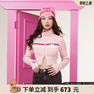 拉拉波波【哆啦A夢(mèng)】春新款修身露背針織衫短開(kāi)襟毛衣女ABCD-WSTM13 粉色 S
