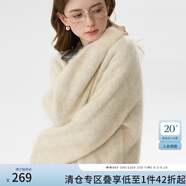 范思藍(lán)恩氣質(zhì)慵懶風(fēng)馬海毛針織衫冬裝韓版圓領(lǐng)加厚毛衣上衣14386 燕麥色 S